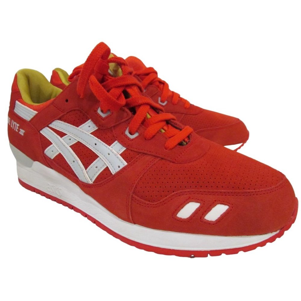 New ASICS H30QK Gel -Lyte III Fiery Red Leather Running SNEAKERS / SHOES Sz 13